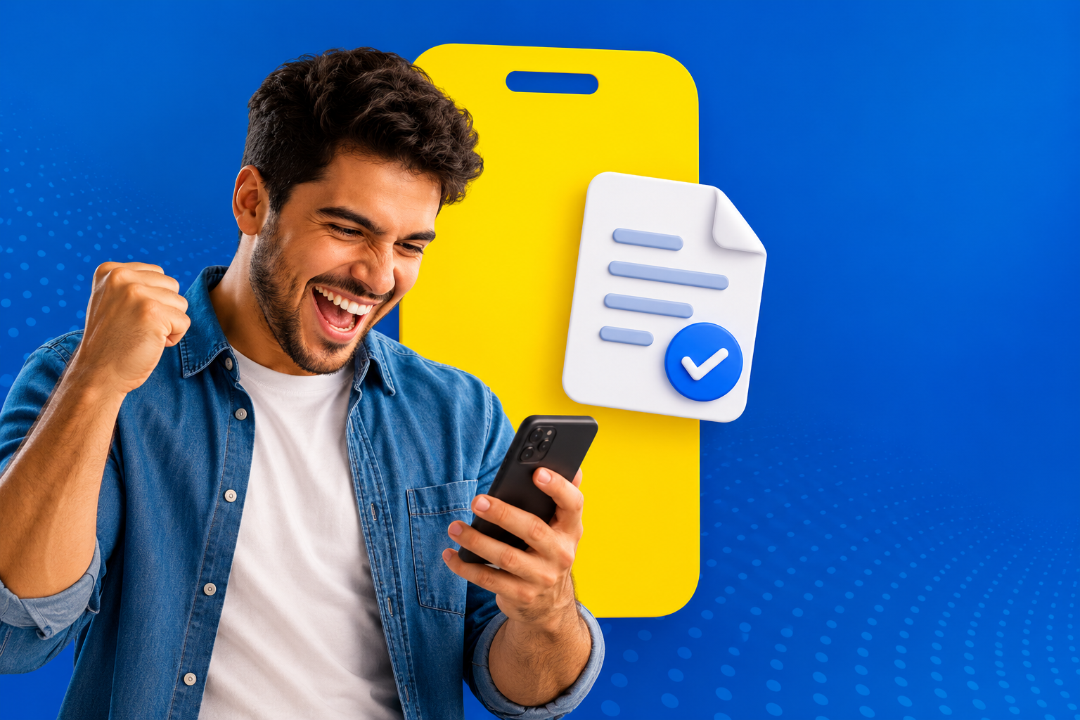 Pessoa recebendo uma confirmação pelo celular