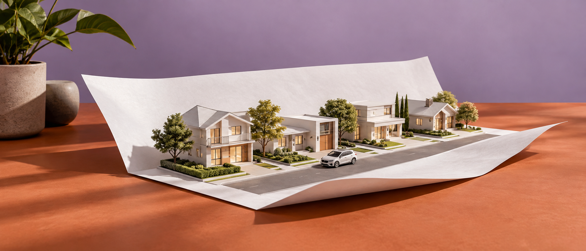 Projeto residencial em uma representação visual sobre papel
